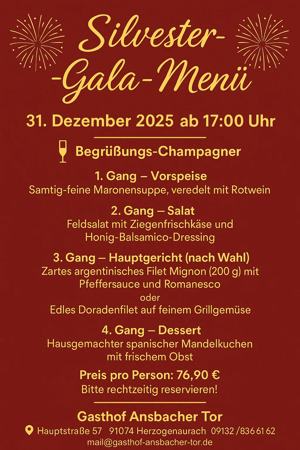 New Year's Eve Gala Menu 2025